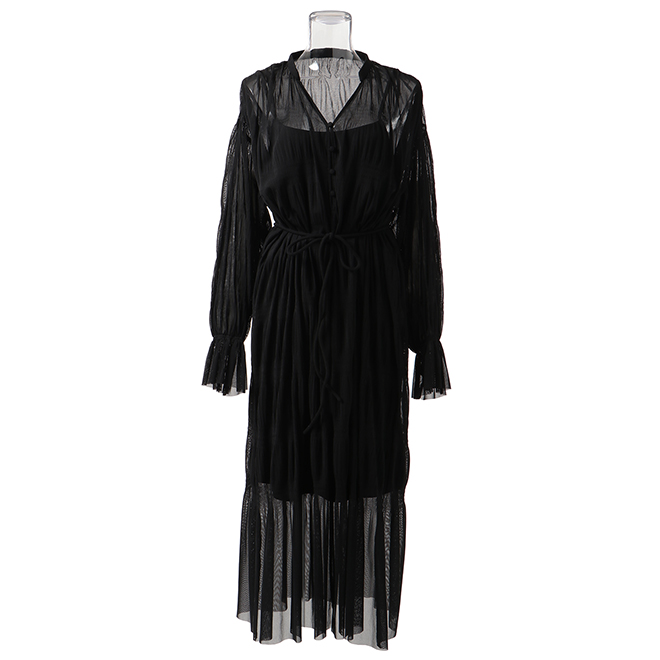 SOLID NETTING MAJOLICA PLEATS　ドレス 詳細画像 ブラック 1