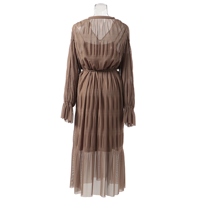 SOLID NETTING MAJOLICA PLEATS　ドレス 詳細画像 ブラウン 3