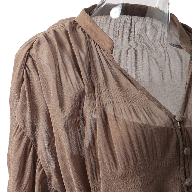 SOLID NETTING MAJOLICA PLEATS　ドレス 詳細画像 ブラウン 4