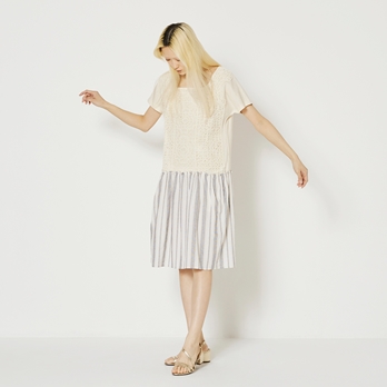 Macrame lattice on cotton voil ワンピース