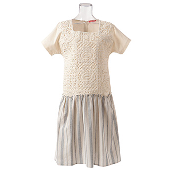 Macrame lattice on cotton voil ワンピース 詳細画像