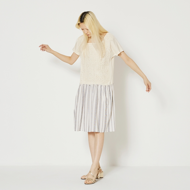 Macrame lattice on cotton voil ワンピース 詳細画像 ホワイト 1