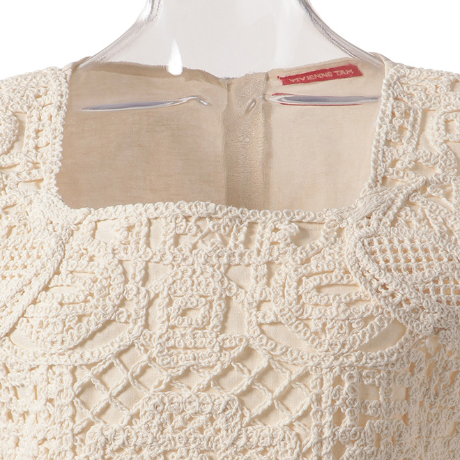 Macrame lattice on cotton voil ワンピース 詳細画像 ホワイト 5