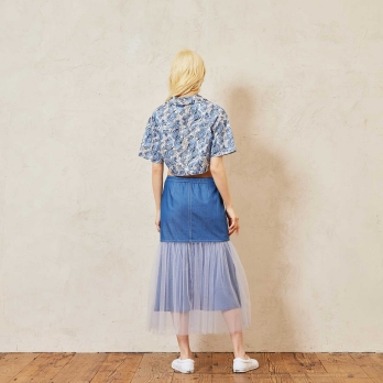 【期間限定】LIGHT DENIM BLOCKING　スカート 詳細画像