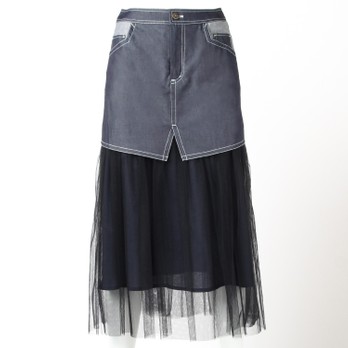 【期間限定】LIGHT DENIM BLOCKING　スカート 詳細画像