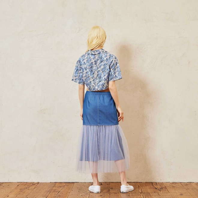 【期間限定】LIGHT DENIM BLOCKING　スカート 詳細画像 ブルー 3