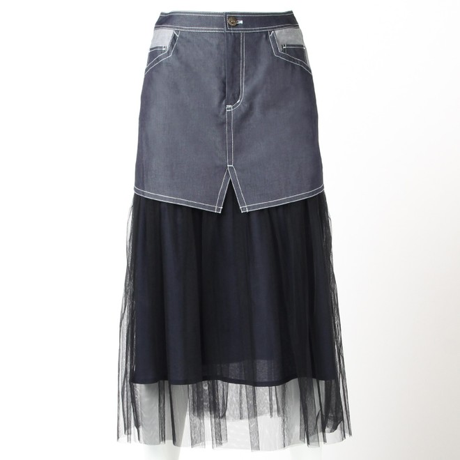 【期間限定】LIGHT DENIM BLOCKING　スカート 詳細画像 ネイビー 1