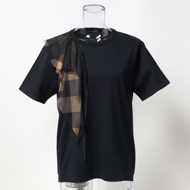【期間限定】T-SHIRT with CHECK PRINT 詳細画像 ブラック 4