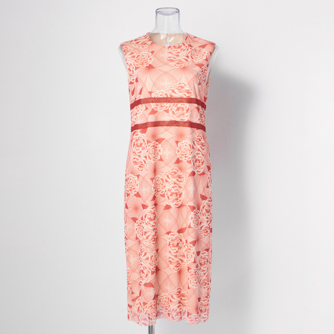 【期間限定】PEONY PRINT NET　ドレス 詳細画像 レッド 4