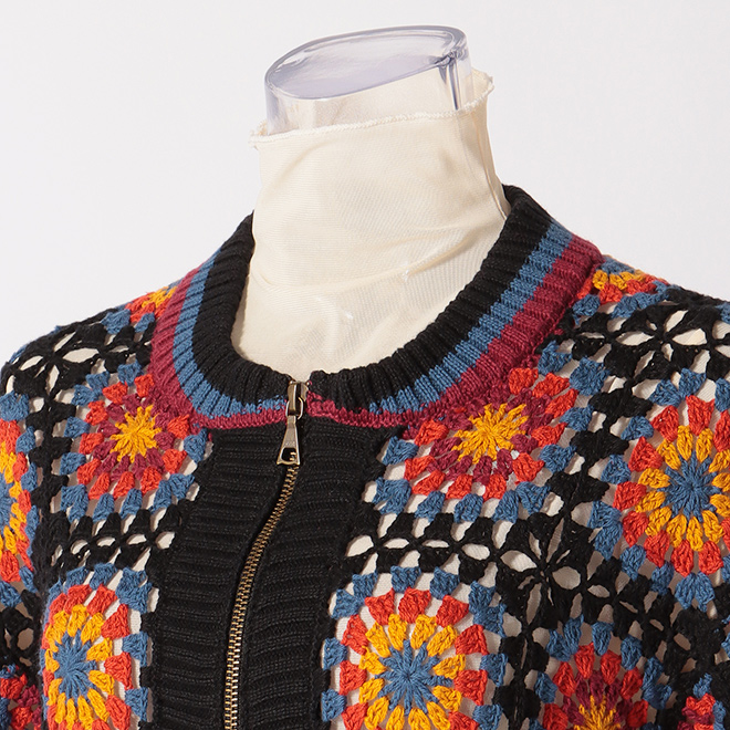 MANDARA CROCHET KNIT　ブルゾン 詳細画像 黒系マルチ 4