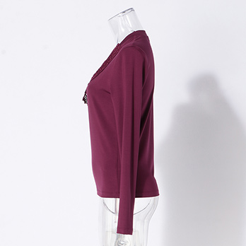 MODAL JERSEY WITH LACE　ブラウス 詳細画像