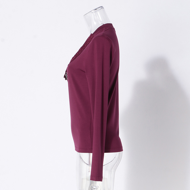 MODAL JERSEY WITH LACE　ブラウス 詳細画像 パープル 2