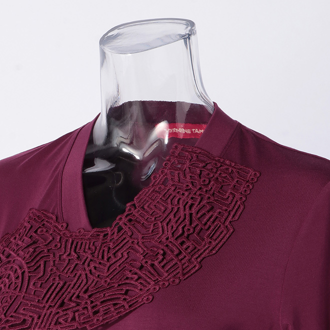 MODAL JERSEY WITH LACE　ブラウス 詳細画像 パープル 4