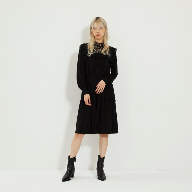 MODAL JERSEY WITH LACE　ドレス 詳細画像 ブラック 1