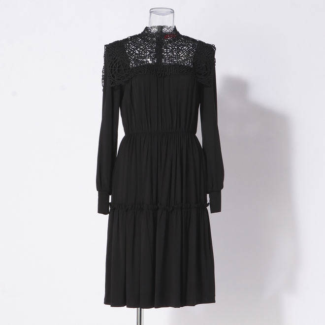 MODAL JERSEY WITH LACE　ドレス 詳細画像 ブラック 4