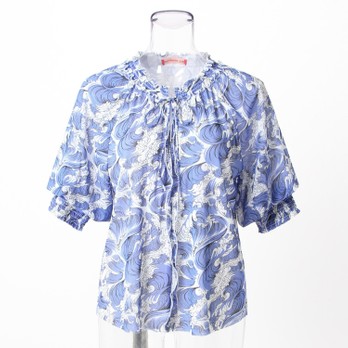 【期間限定】SEA WAVE PRINT COLOR BLOCK　ブラウス
