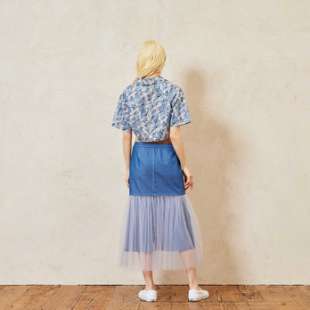 【期間限定】SEA WAVE PRINT ON COTTON　ブラウス 詳細画像