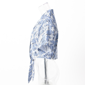 【期間限定】SEA WAVE PRINT ON COTTON　ブラウス 詳細画像