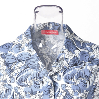 【期間限定】SEA WAVE PRINT ON COTTON　ブラウス 詳細画像