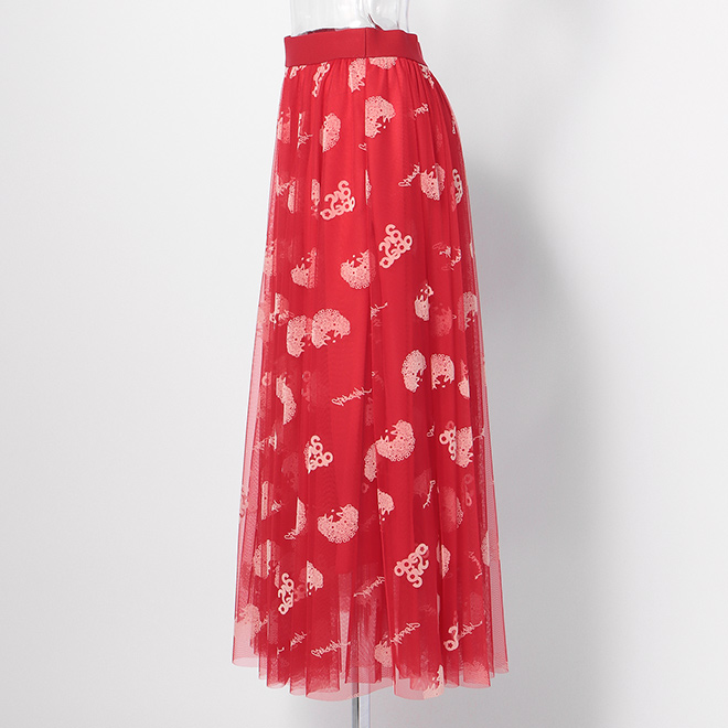 【期間限定】OPERA GIRL CANDY FLOCKING PRINT　スカート 詳細画像 レッド 2