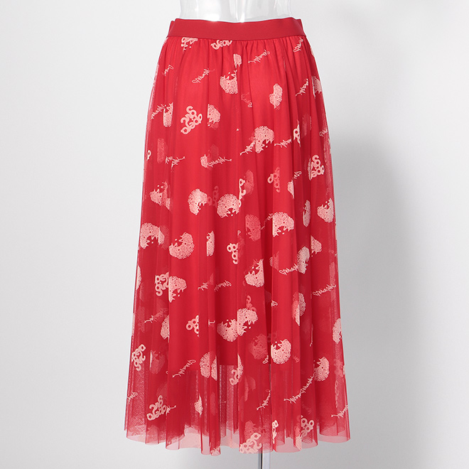 【期間限定】OPERA GIRL CANDY FLOCKING PRINT　スカート 詳細画像 レッド 3