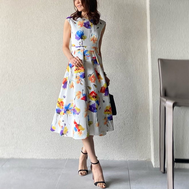 POPPY PRINT DOUBLE KNIT　ドレス 詳細画像 白系マルチ 2