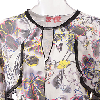 CHINESE INK PRINT STRETCH NETTING　ワンピース 詳細画像