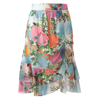 MULTI PEONY PRINT ON ST NET　スカート