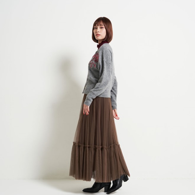 FLOWER EMBROIDERY KNIT　カーディガン 詳細画像 ライトグレー 2
