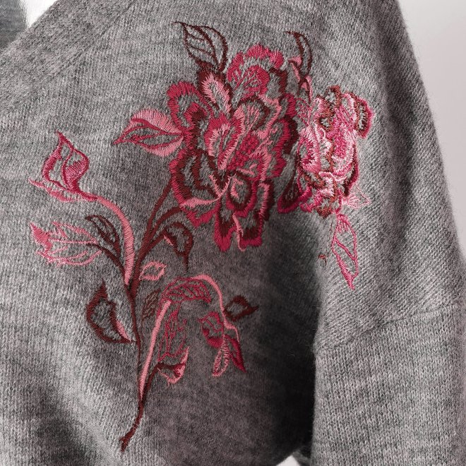 FLOWER EMBROIDERY KNIT　カーディガン 詳細画像 ライトグレー 6