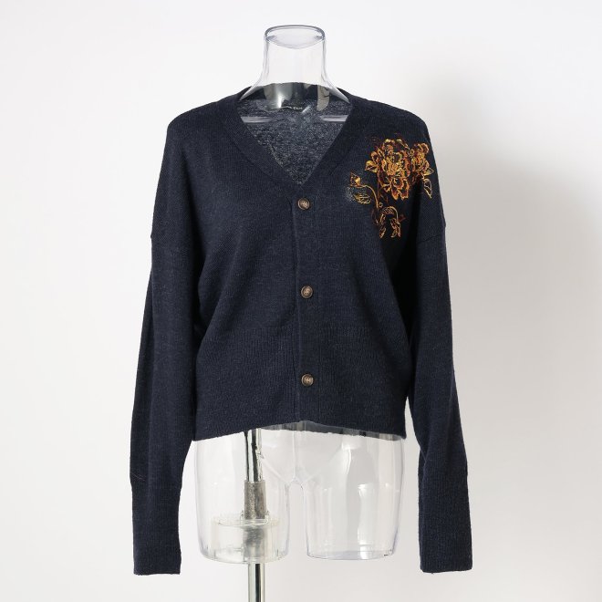 FLOWER EMBROIDERY KNIT　カーディガン 詳細画像 ネイビー 1
