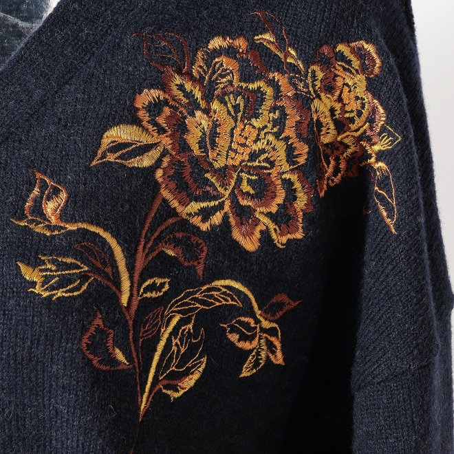 FLOWER EMBROIDERY KNIT　カーディガン 詳細画像 ネイビー 2