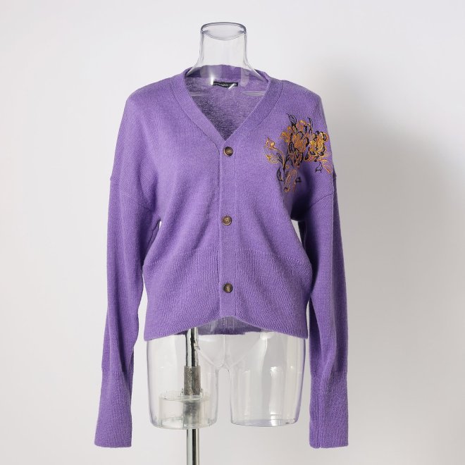 FLOWER EMBROIDERY KNIT　カーディガン 詳細画像 パープル 1