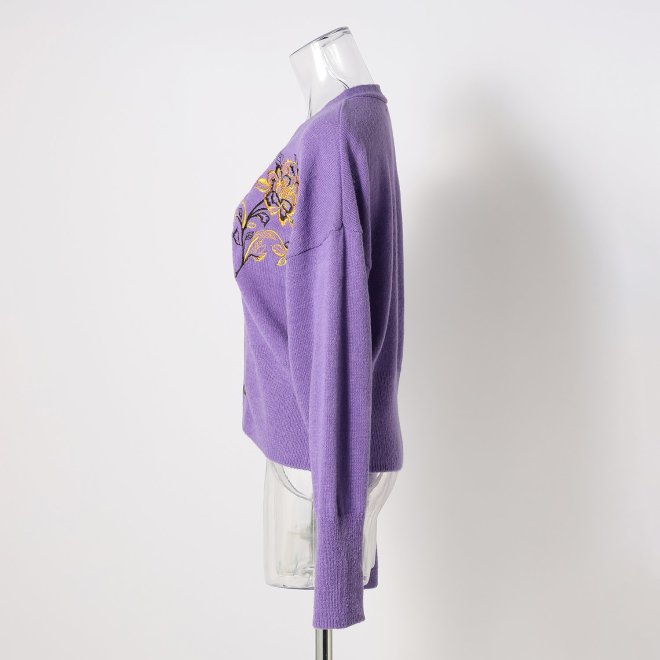 FLOWER EMBROIDERY KNIT　カーディガン 詳細画像 パープル 2