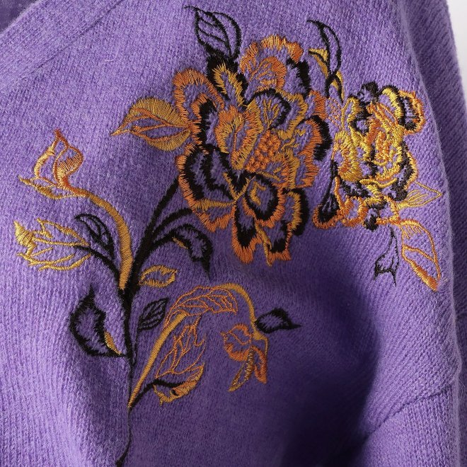 FLOWER EMBROIDERY KNIT　カーディガン 詳細画像 パープル 6