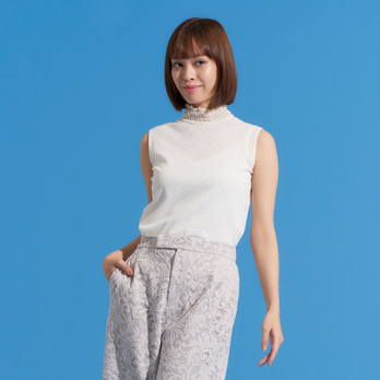 STRETCH LACE HIGH NECK　ブラウス