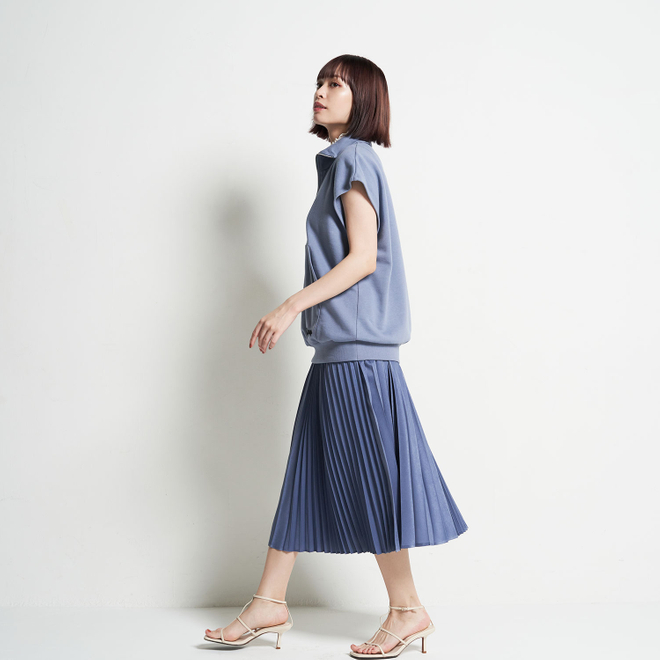 SUEDE PLEATED SKIRT 詳細画像 ブルー 2
