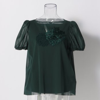 MUM EMB ON STRETCH NETTING PULL OVER　ブラウス 詳細画像