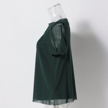 MUM EMB ON STRETCH NETTING PULL OVER　ブラウス 詳細画像