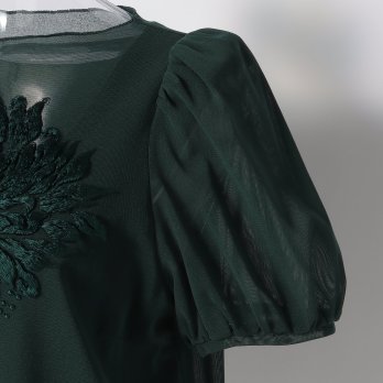 MUM EMB ON STRETCH NETTING PULL OVER　ブラウス 詳細画像