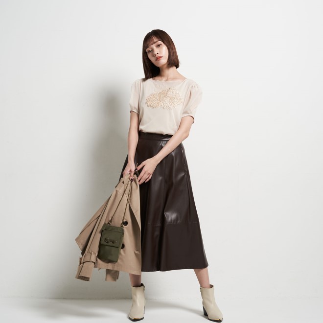MUM EMB ON STRETCH NETTING PULL OVER　ブラウス 詳細画像 ホワイト 2