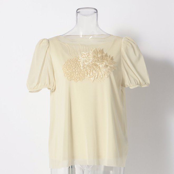 MUM EMB ON STRETCH NETTING PULL OVER　ブラウス 詳細画像 ホワイト 3