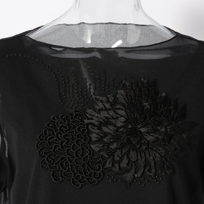 MUM EMB ON STRETCH NETTING PULL OVER　ブラウス 詳細画像 ブラック 2