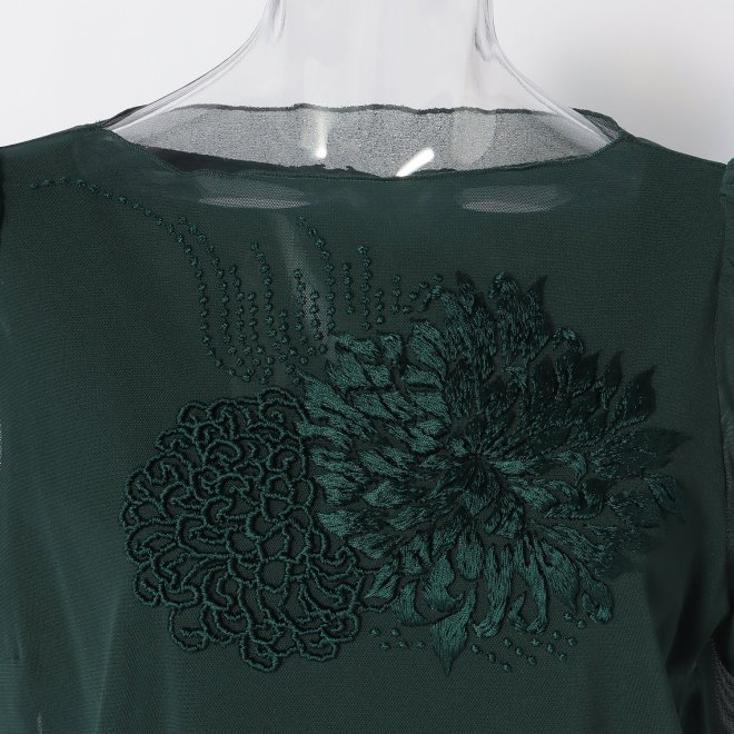 MUM EMB ON STRETCH NETTING PULL OVER　ブラウス 詳細画像 グリーン 6