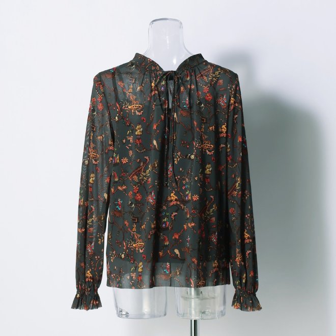 -confiture- ANIMAL CHINOISERIE PRINT　ブラウス 詳細画像 グレー系マルチ 3