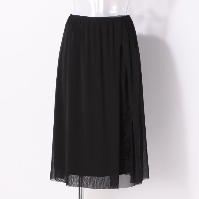 MUM EMB ON STRETCH NETTING OVERLAP SKIRT　スカート 詳細画像 ブラック 1