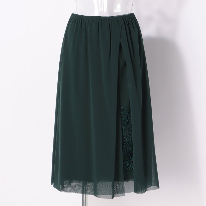 MUM EMB ON STRETCH NETTING OVERLAP SKIRT　スカート 詳細画像 グリーン 1