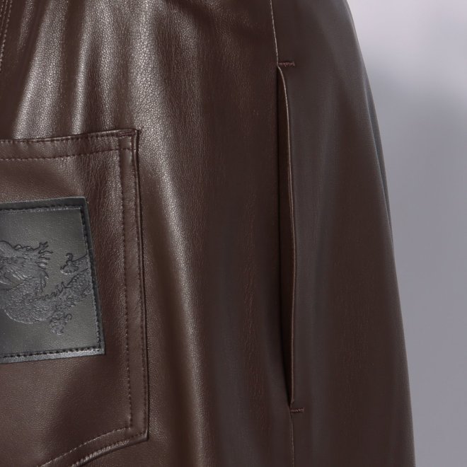 FAKE LEATHER with DRAGON PATCH FLARE　スカート 詳細画像 ダークブラウン 4