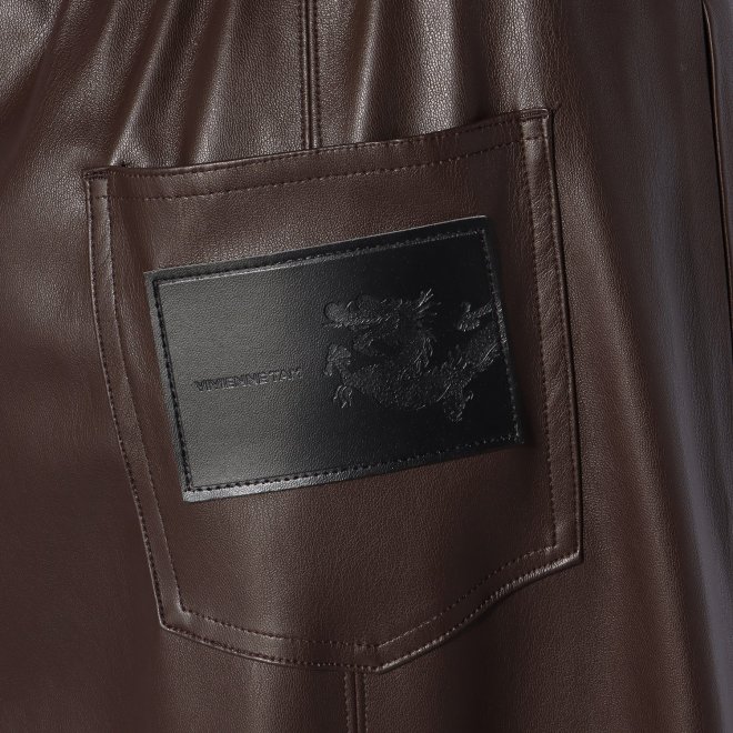 FAKE LEATHER with DRAGON PATCH FLARE　スカート 詳細画像 ダークブラウン 5
