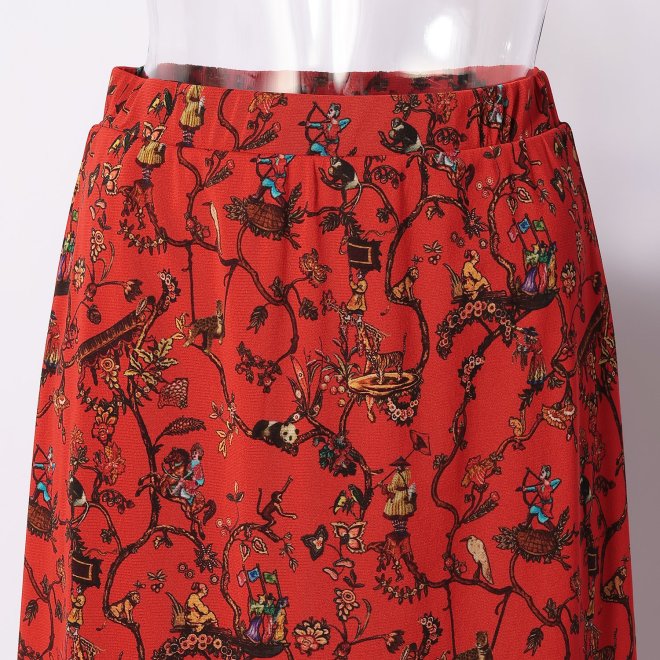 -confiture- ANIMAL CHINOISERIE PRINT　スカート 詳細画像 赤系マルチ 4